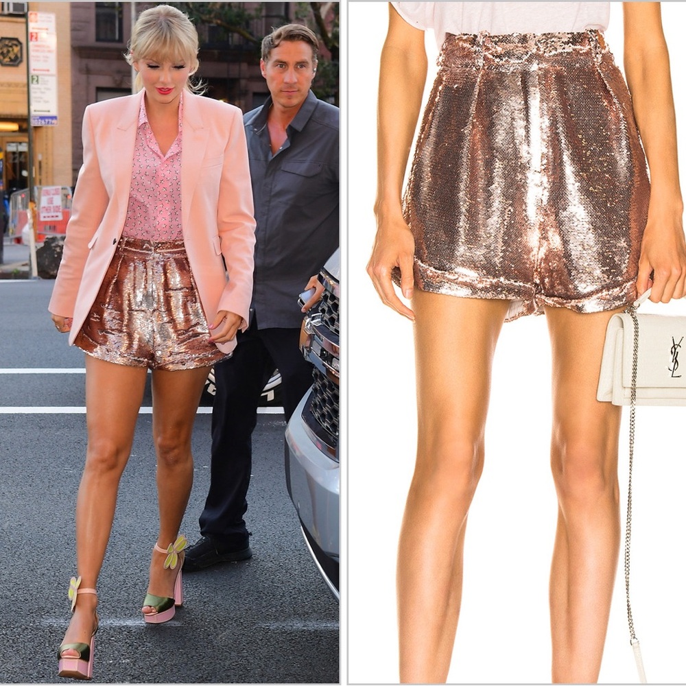 As Seen on Taylor Swift! IRO Paris Pink Sequin High-Waisted Prodigy Shorts